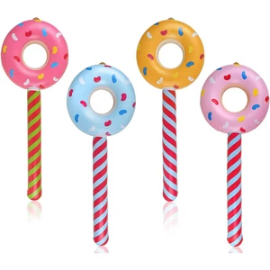 Wholesale Children's PVC Donut Inflatable Stick Toy Birthday Party Decoration Colorful Inflatable Lollipop