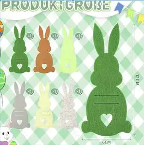 Cute Felt Easter Bunny Disposable Flatware Set Includes Rack for Birthday New Year Halloween Party Decorations