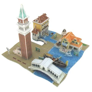 Adults and Kids 3D Puzzle DIY Game Kit of Venice Italy Featuring Town Wharf and Folk House Paper Model