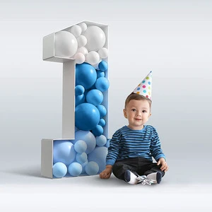 3D Digital KT Board Large Mosaic Number Marquee Balloon Box Frame Children's Birthday Party Decoration Anniversary Celebration