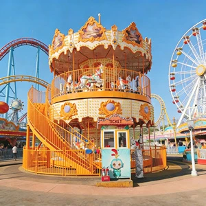 Luxury Double Decker Fiberglass Outdoor Carousel Merry-Go-Round Amusement Ride For Shopping Malls