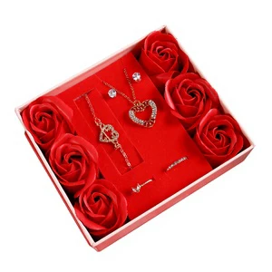 Valentine's Day Mother's Day Women's Day Light Luxury Business Gift Set Necklace Earrings Ring Bracelet Mom
