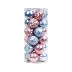 China Factory Supply High End Luxury Party Hanging Products Custom pink Blue Glitter Christmas Bauble Ball Ornament with Design