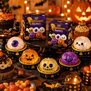 New Halloween Glitter Pumpkin Ghost Dumpling Squishy Squeeze Toy Mystery Blind Box Stress Relief Fidget Toy Kids Party Gift