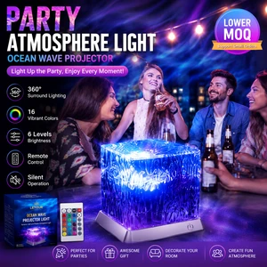 Lower MOQ Rechargeable Ocean Wave Projector Party Night Light RGB Water Ripple Atmosphere Lamp Remote Control for Decor Gifts