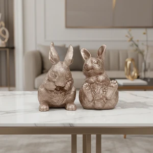 Easter Resin Rabbit Tabletop Ornament Transparent Gold Modern Spring Bunny Sculpture Customizable OEM