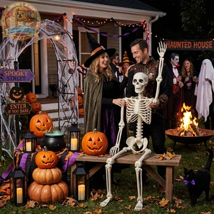 Adjustable Joint Plastic Human Skeleton Halloween Horror Pumpkin Ornament HX Brand Model A-089