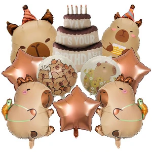 New Arrive Matte Aluminum Foil Balloon Capybara Balloon Children's Birthday Happy Party Layout Toy Supplies