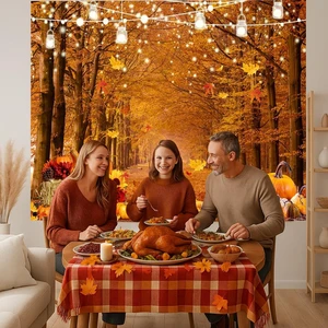 Custom Thanksgiving Happy Birthday Party Backdrop Fall Forest Photography Backdrop Kids Thanksgiving Birthday Party Decorations