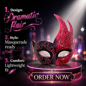 Venetian Carnival Masquerade Masks-Plastic Full Face Outdoor Party Masks for Halloween April Fool's Day Graduation-Adult