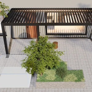 Outdoor Aluminium Canopy Wall Mounted Waterproof Louver Opening Roof Cover Motorized Pergola Gazebo