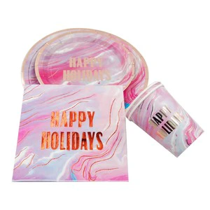 GOODS+ GP Round Adult Cute Artwork Corrugated Cardboard Paper Material Party Supplies Set
