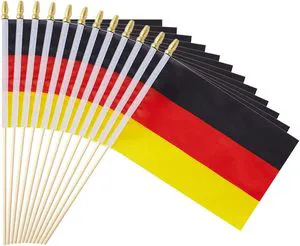 Shipping Fast Stock New Germany Stick Mini Small Wood Hand Held Double Printed Flag for Sport Parade Party Festival Decorations