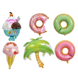 Summer Theme Party Ice Cream Donut Cone Foil Balloons Party Decoration Supplies Festival Party Setup Accessories
