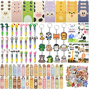 326 PCS Cartoon Stationery Party Favors, 24 Pack Goodie Bags with Mini Notebooks 4-Color Pens for Kids Birthday Party Supplies