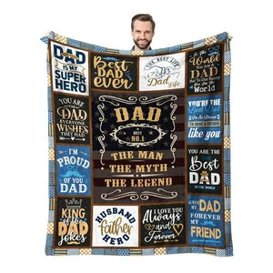 Fathers Day Birthday Gifts Set Best Dad Ever Blanket From Daughter and Son Personalized Custom Funny Throw Blankets