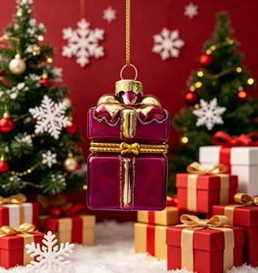 Creative Christmas Glass Gift Box Ornaments, Festive Tree Decorations, Gifts and Souvenirs