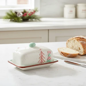 GESHENG Wholesale OEM Autumn Tree Embossed Ceramic Butter Dish / Bowl / Mug / Plate Thanksgiving Halloween Tableware Collection