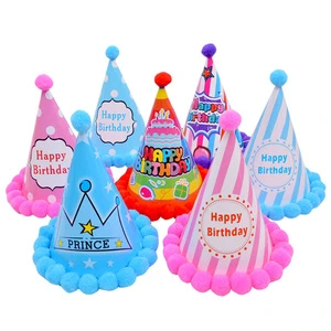 Push Ball Adult Children Kids Baby Girls Boys Happy Birthday Paper Hat Party Dress up Decoration Supplies