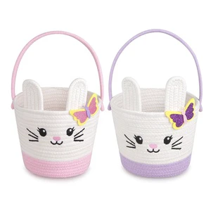 Custom Factory High Quality Esivon Brand Cute Cartoon Easter Rabbit Cotton Rope Baskets for Holiday Decorations Multiple Sizes