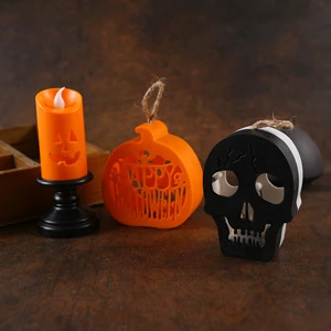 Recently Popular Halloween Portable Colorful Skeleton Candle Pumpkin Lantern for Home Party Decoration