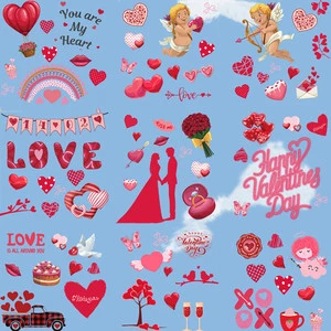 Valentines Day Gift 2023 Lovely 3D Window Clings Decorations Heart Supplies Anniversary Wedding Birthday Party Decorations