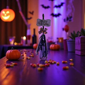 Halloween Party Supplies Table Decorations Mini Witch's Broom with Tassels Plastic Wizard Accessory Party Novelties