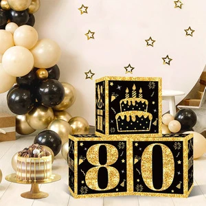 Happy Birthday Decorations Boxes Colorful Year Old Birthday Balloons Boxes Party Supplies Age Birthday Theme Cardboard Box