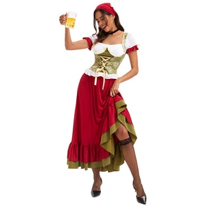 Women New Sexy Oktoberfest Farmer Maid Costume Octoberfest Bavarian Party Adult Women Oktoberfest Girl Skirt Long Dress