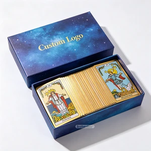 Premium High Aesthetic Celestial Gold Foil Matte Finish With Guidebook Set For Beginners And Oracles Tarot Card