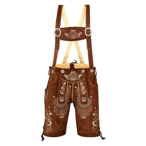 Premium Men Lederhosen Shorts Solid Casual Eco-Friendly Button Closure for Oktoberfest Events Classic German Costume Rustic