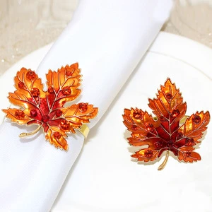 Wholesale of the new Thanksgiving napkin with maple leaf ring and alloy from source