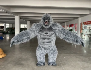 2/2.6/3m Gray Gorilla Inflatable Mascot Costume Adult Full Body Walking Mascot Blow up Dress KingKong Cosplay Outfit
