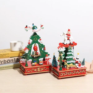 New Christmas Wooden Scene Decorative Crafts with Music Box for Christmas Children's Gifts