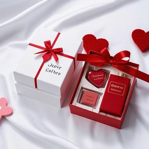 Customizable Romantic Valentine's Day Gift Set Rigid Boxes Stamping Embossing Chocolates Perfume Jewelry-Personalized Design