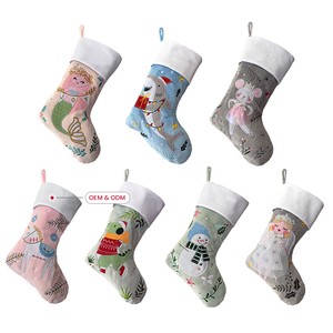 2026 Personalized Merry Xmas Luxury Cartoon Patterns Dinosaur Patterns Bulk Embroidered Christmas Stocking for Child Gift