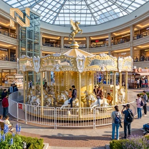 Nova Rides White Gold 36 Seats Train Carousel For Kids Carnival Luxury Amusement Park Carousel Horses For Children