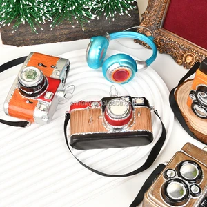 Customizable Glass Christmas Tree Ornament Camera Christmas Ornaments Gift Factory Direct
