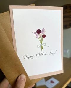 Handmade Mother's Day Greeting Card with Floral Bouquet Premium Handmade Card with Kraft Envelope Special Occasion Gifts 2026