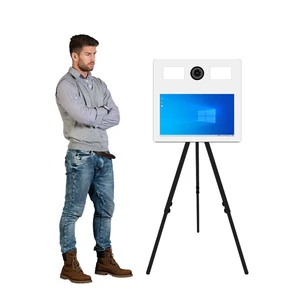 21.5 Inch Instant Printing Box Photo Booth Compatible with DSLR Camera Smartphones Metal & Glass Construction for Party Events