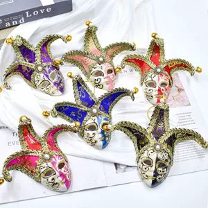 Mardi Gras Carnival Venice Mini Prop New Clown Full Face Masquerade Mask Fridge Magnet Small Mask Promotional Party Supply