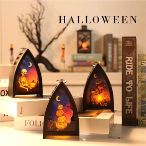 Fashion Halloween Decorative Electronic Candlestick Lights Cross-Border LED Pumpkin Lanterns Durable Hanging Items & Props