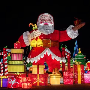 Chinese Silk Lantern With LED Lights New Year Halloween Christmas Festival Waterproof Lanterns