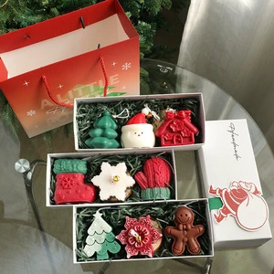 Handmade Soy Wax Christmas Candles Set with Gift Bag New Year and Christmas Home Decor Present for Holiday Easter Celebrations