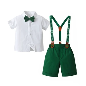 Children's Clothing First-Hand Supply Summer Children's Suit Baby Clothes Strap British Gentleman Boys' Christmas Clothes Sets