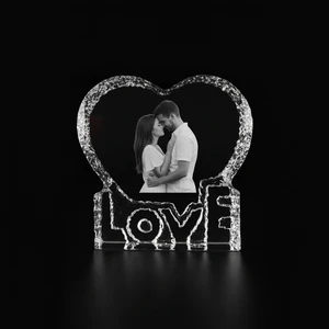 Personalized 3D Laser Crystal Photo Frame Custom Picture Anniversary Gift for Couple Home Table Decoration
