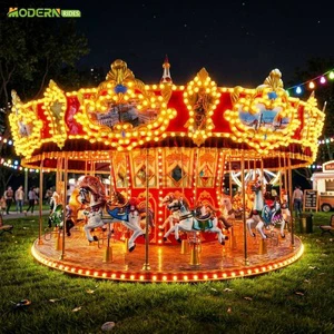 24 Seats Top-Drive Engine Carousel Carnival Ride Merry Go Round Fairground Attraction Carrusel Manege Karussell