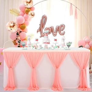 Rainbow Pink Disposable Tu Tu Table Skirts for Adults Wholesale Square Tablecloth Party Supplies for Birthday Parties