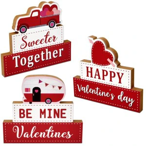 Party Decoration-Valentine's Day Wooden Dining Table Heart-shaped Decoration for Home Tabletop Bookshelf,gift for Valentine'sDay