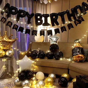 Theme Party Adult Birthday Round Aluminum Film Balloon Set Creative Letter Background Wall Scene Layout Decoration Supplies